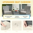 thumbnail image 5 of Homall 3 Pieces Patio Furniture Set Outdoor PE Rattan Wicker Patio Conversation Set Bistro Set with Tempered Glass and Cushioned Chairs, Gray/Beige, 5 of 7