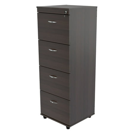 inval 4 drawer vertical wood filing cabinet, espresso