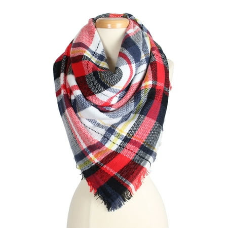 Gucci Gg Pattern Scarf - Women's Warm Plaid Pattern Tartan Multi Color Scarf for Cold Fall Winter Season for Women