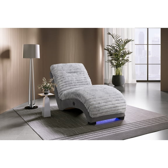 Miekor Furniture Denise Nickel Accent Chaise With Usb 12243