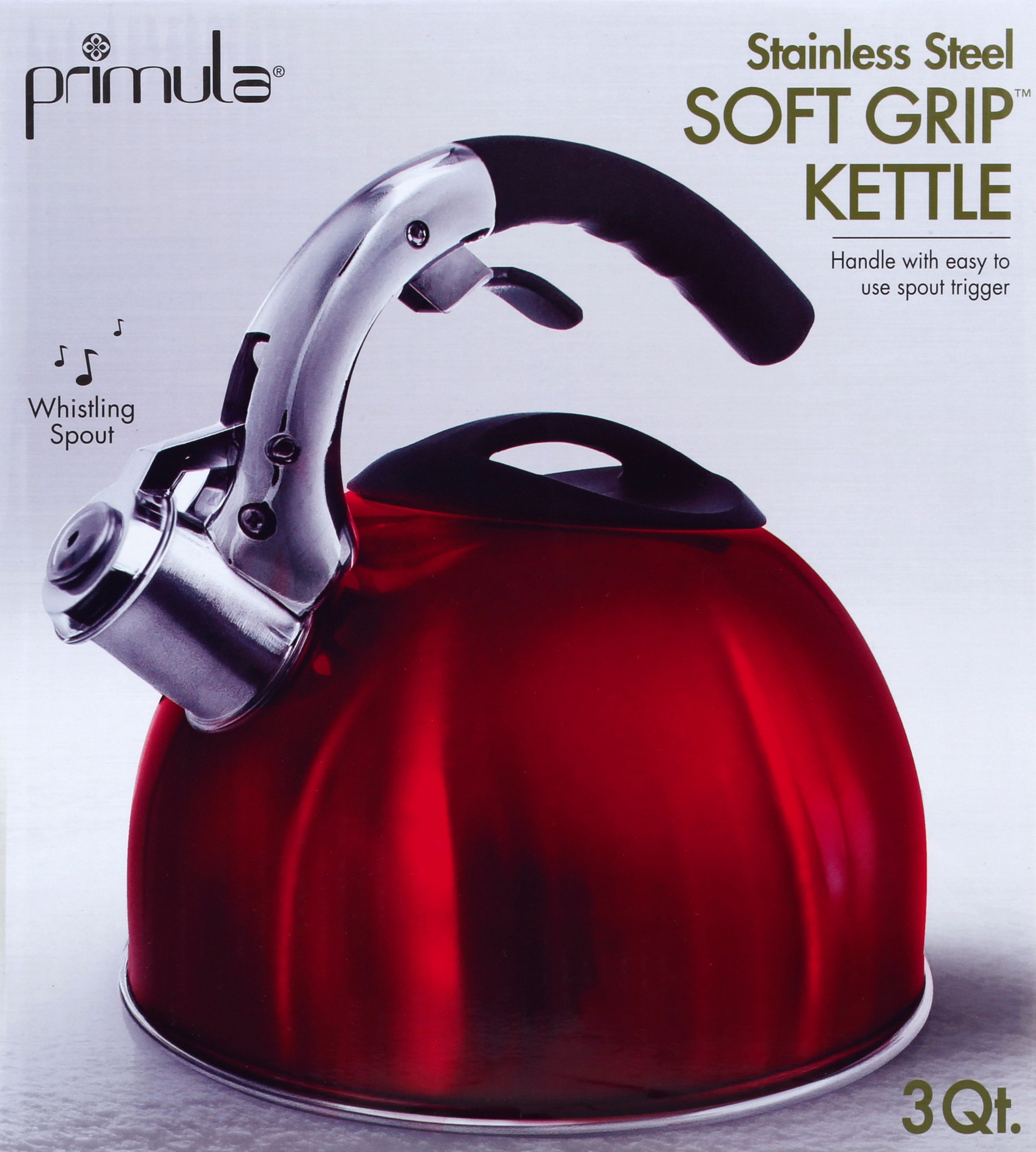 Primula Soft Grip 3 Qt. Stainless Steel Whistling Kettle - Red - image 3 of 8