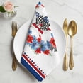 thumbnail image 2 of American Flag Cloth Napkins, Blue Red Flowers Patriotic 4th of July Washable and Reusable Dinner Napkins Set of 2, Table Napkin for Kitchen Party Birthday Wedding Hotel Housewarming 20"x20", 2 of 9