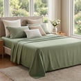 thumbnail image 2 of Unique Bargains Fitted Sheet Fiber Bed Sheets Breathable Soft and Comfortable 39.0"x74.8" Green, 2 of 5