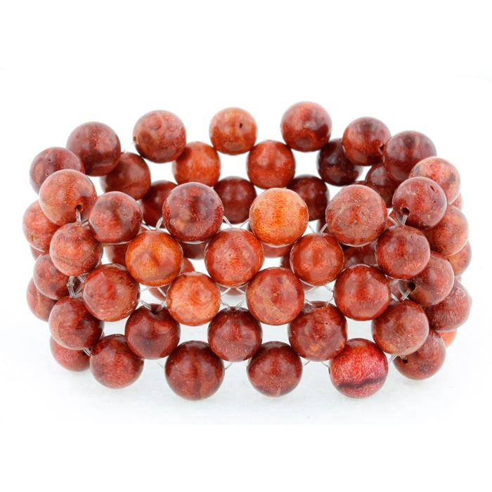 Natural Red Coral Stretch Bracelet by SuperJeweler