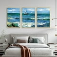 thumbnail image 2 of Full House 3 Panels Framed Canvas Wall ArtOil Paintings - Walk on The Cliff at Pourville - Aesthetic Prints for Living Room Bedroom Office, 2 of 5
