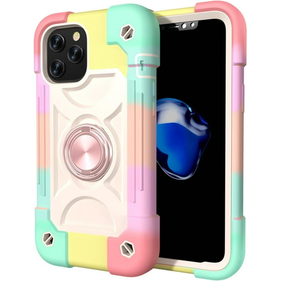 KOMI Shockproof Case for iPhone 15 Pro Max/15 Pro/15 Plus/15, Silicone Anti-Fall Cover with Kickstand Screen Camera Protection Case,Purple, iPhone15