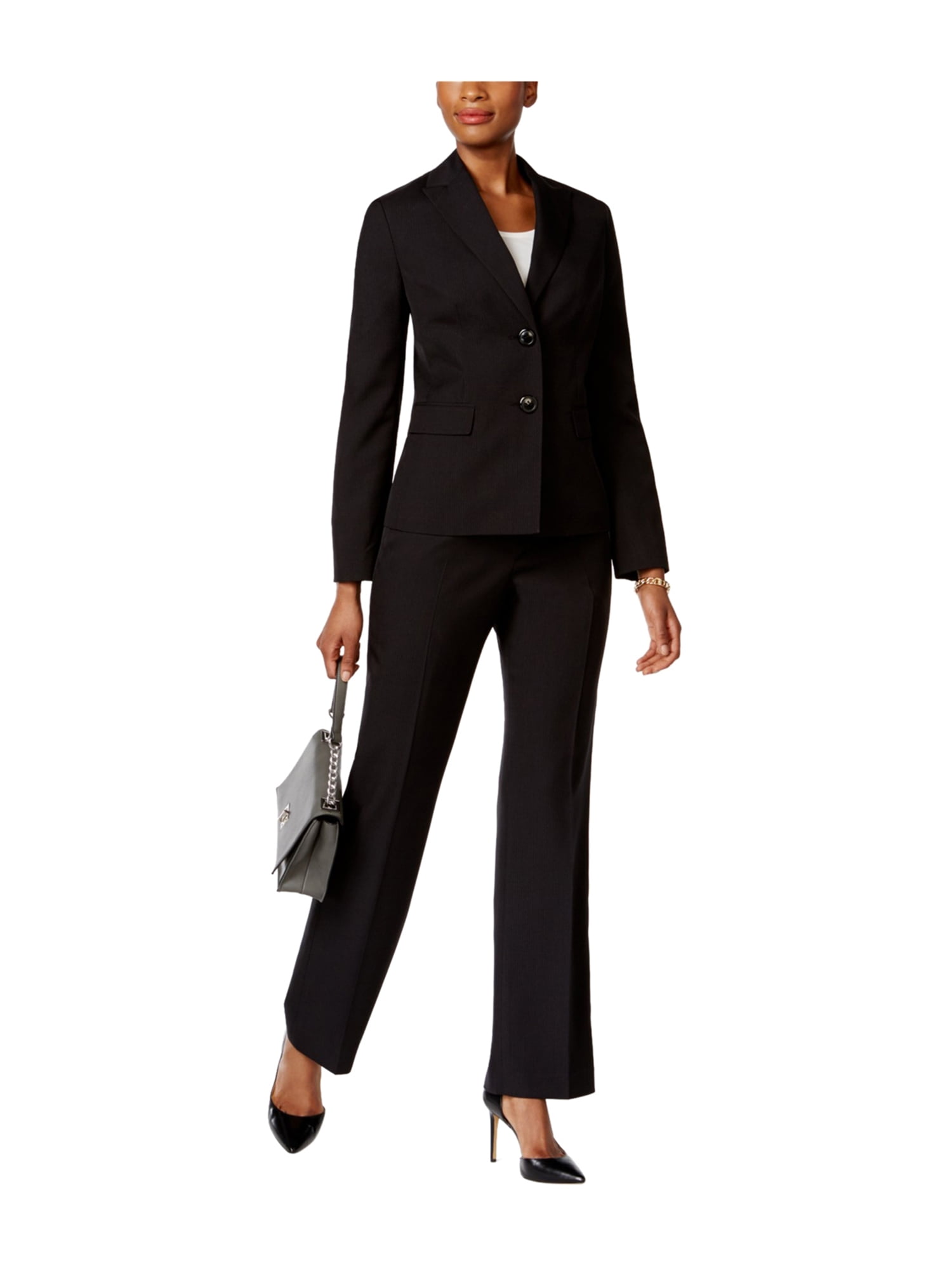 Le Suit Womens Tonal Pinstripe Pant Suit black 10x32 Walmart Canada