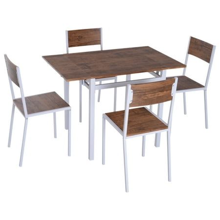 Homcom 5 Piece Dining Table Chair Set Drop Leaf Counter Height
