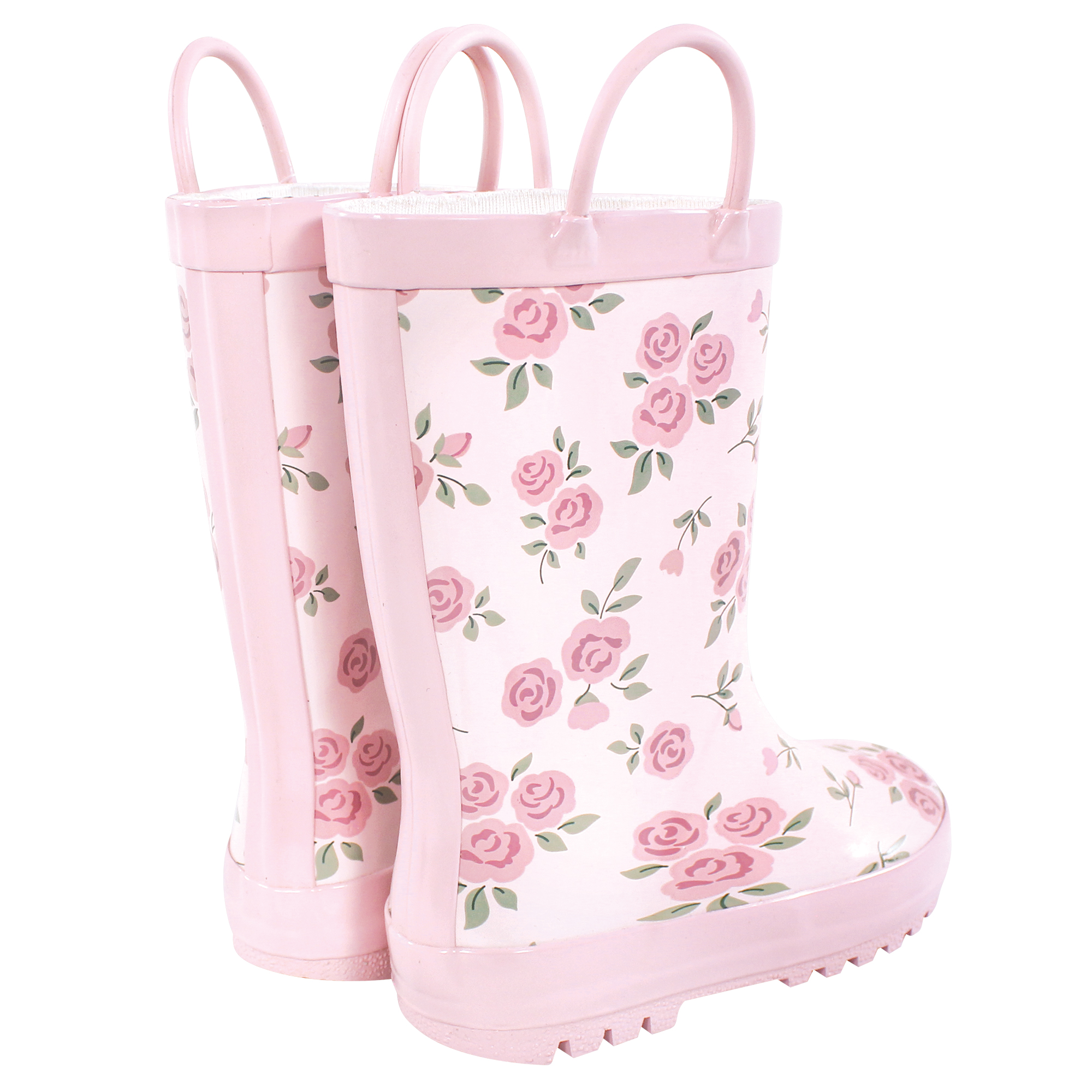 Hudson Baby Girls Rain Boots, Mauve Ditsy Rose, 6 Toddler