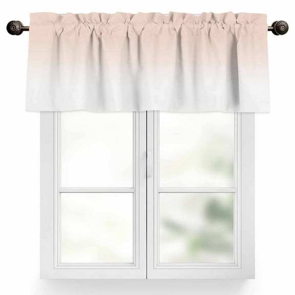Dreamy Peach Valances for Windows, 60 x 18in, Pink and White Gradient Rod Pocket Kitchen Valance Curtain Light Filtering Window Treatments for Living Room Bedroom, 1 Panel