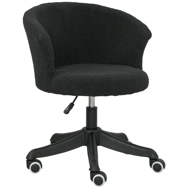 Vinsetto Chaise de Bureau Duveteuse à Hauteur Réglable, Sans Accoudoirs, Noire