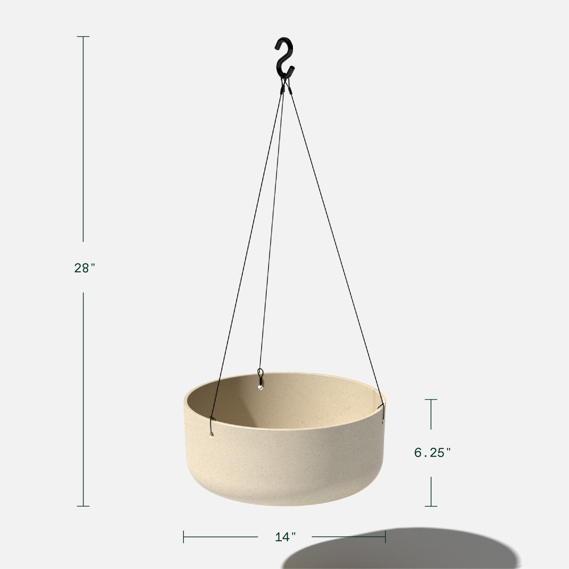 Veradek Mason Series Hanging Kona Bowl 14" Plastic-Stone Planter 2-Pack Sand