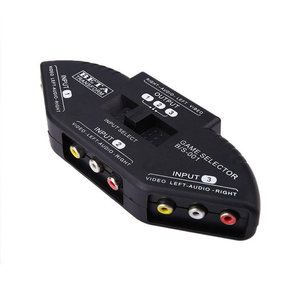 RCA Switch Splitter Selector Box with 3-Input and 1-Output Audio and Video 3 to 1 RCA Composite AV Cable for STB TV DVD Player