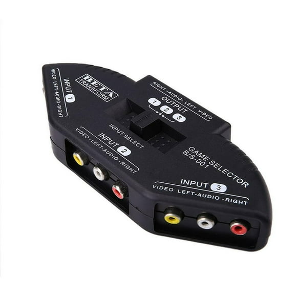 RCA Switch Splitter Selector Box with 3-Input and 1-Output Audio and Video 3 to 1 RCA Composite AV Cable for STB TV DVD Player