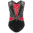 thumbnail image 2 of YUUMIN Kids Girls Sleeveless Gymnastics Leotard Sparkly Dance Bodysuit Cross Back Shiny Ballet Dancewear Red 10, 2 of 4