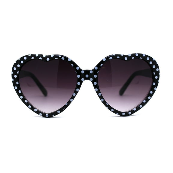 Girls Child Size Retro Polka Dot Valentine Love Plastic Sunglasses Black