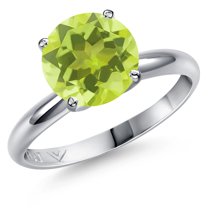 Gem Stone King 900 Platinum Yellow Lemon Quartz Engagement Ring for Women | 2.60 Cttw | Round 9MM | Gemstone Birthstone | Size 5