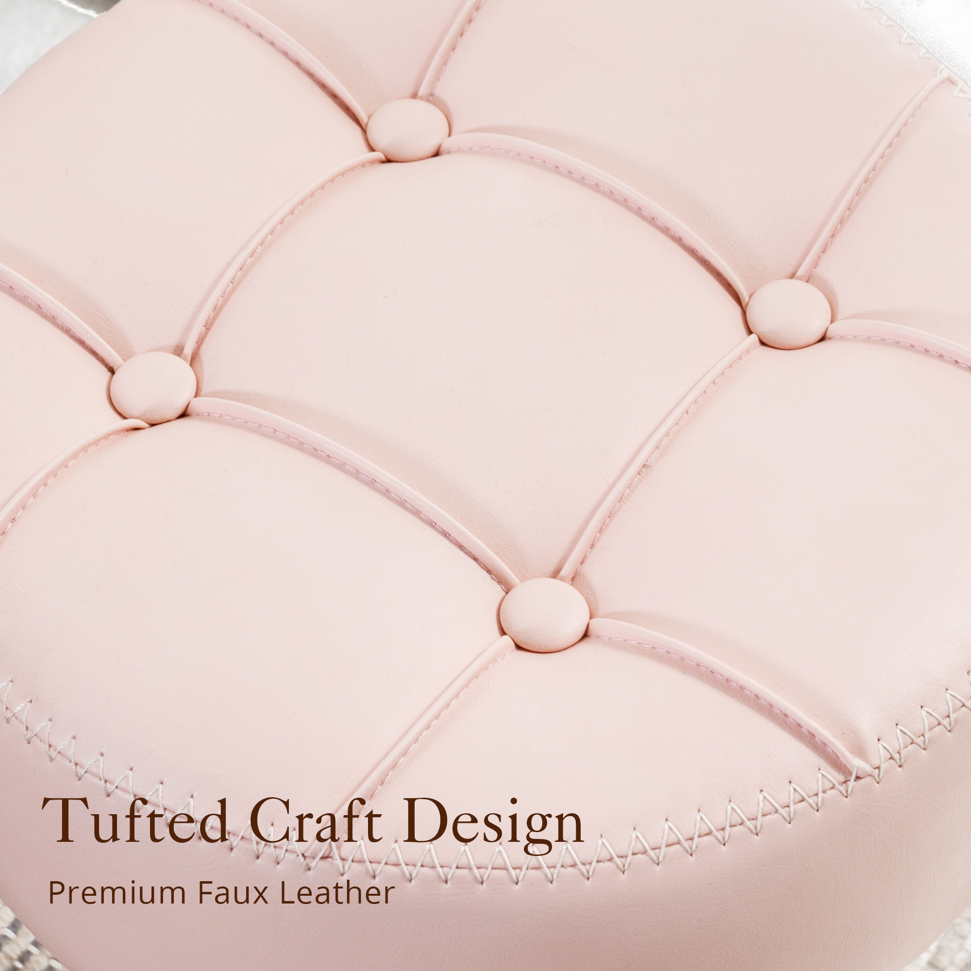 Dycanpo 360° Swivel Vanity Stool, Adjustable Height, Pink photo 3