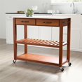 thumbnail image 2 of Crosley White Granite Top Kitchen Cart in Cherry, 2 of 7