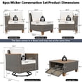 thumbnail image 2 of 8-Piece Wicker Outdoor Patio Furniture Set with Thick Cushion & 2 Patio Swivel Rocking Chairs, All-Weather Wicker Conversation Sectional Chair Sofa Set with A-cacia Storage Table, Beige+Brown, 2 of 9