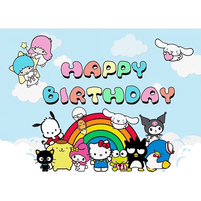 Sanrio-telón de fondo de Hello Kitty para cumpleaños, bonito telón de fondo de dibujos animados Kuromi, decoración de fiesta, Kawaii, Anime, cortina, regalo para niños