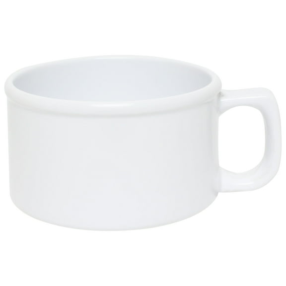 Excellante Color White melamine dinnerware collection 10 oz, 4" soup mug, white, comes in dozen