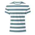 thumbnail image 4 of NOEGOEU Mens Short Sleeve T Shirts Striped Casual Crewneck Basic Shirt Stretch Summer Beach Tees (Light Blue,M), 4 of 7