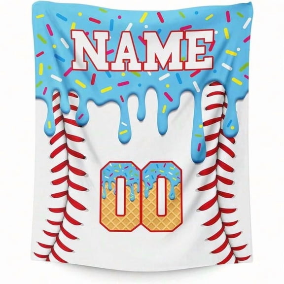 Personalized Baseball Blanket for Kids – Custom Flannel Throw with Name for Boys Girls, Sports Fan Gift for Birthday Christmas, Cozy Living Room Decor