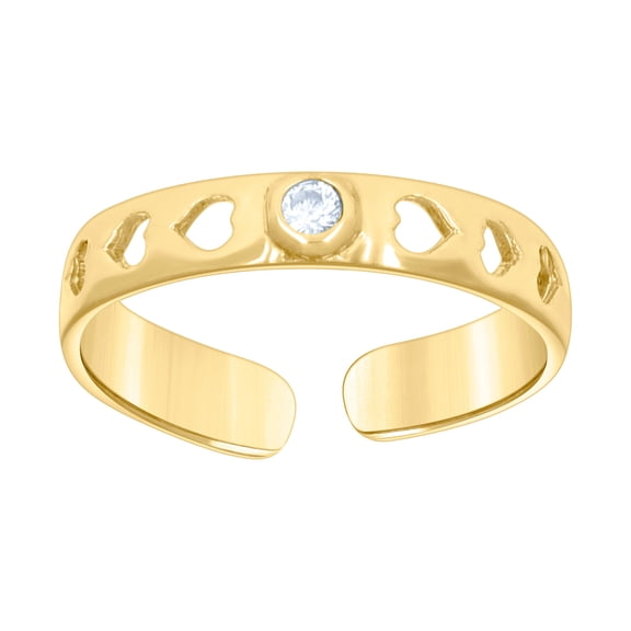 10k Yellow Gold Womens Cubic Zirconia Cutout Love Hearts toe ring 2.7x2.7mm Wide toe ring for Women