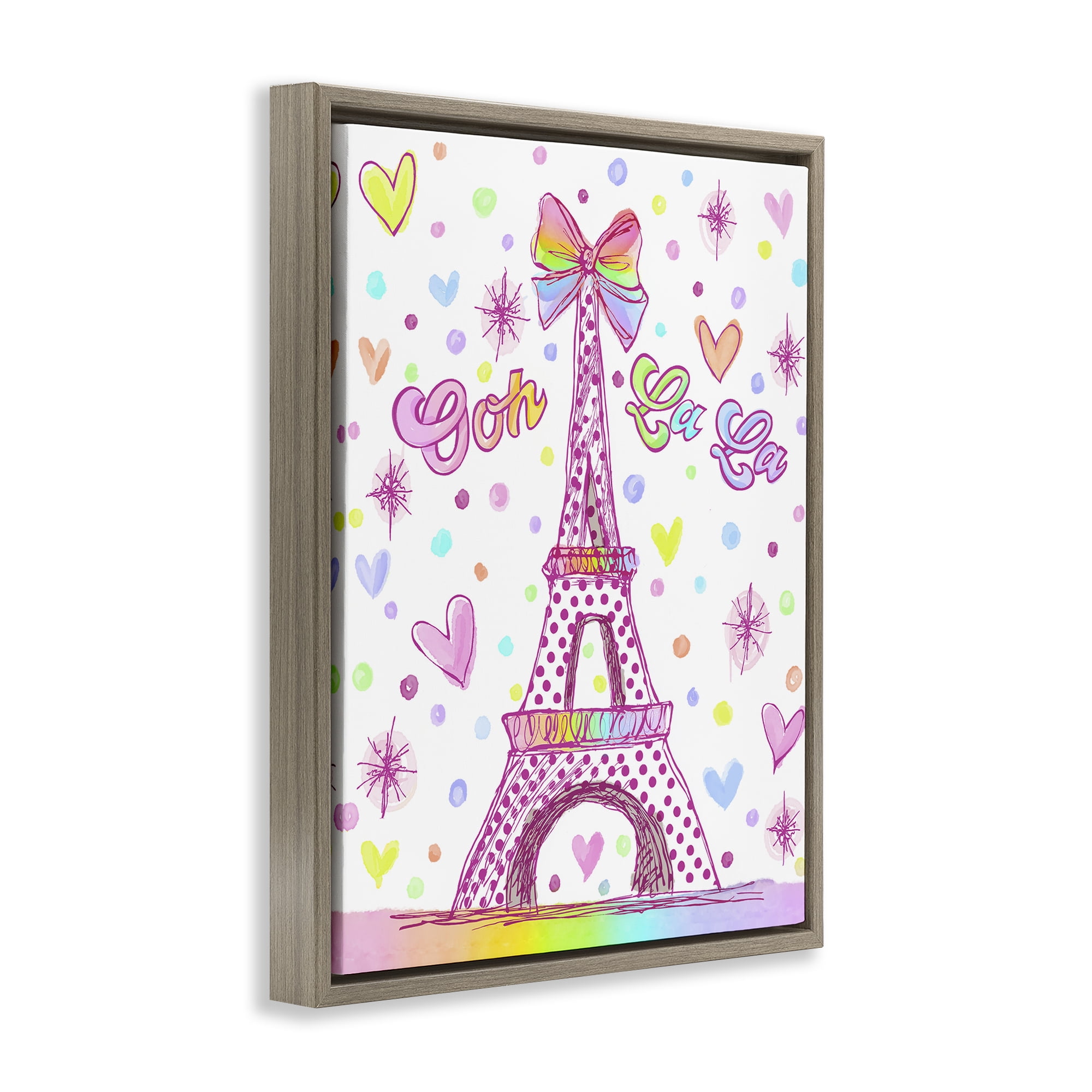 Stupell Industries Bright Pastels Eiffel Tower Brown Framed Floater Canvas Wall Art, design by Jess Stempel