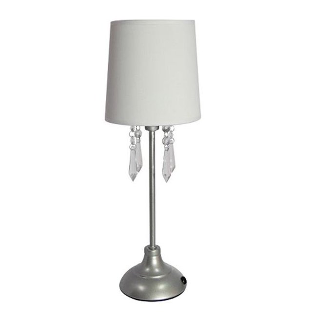 Table Lamp with White Shade and Hanging Acrylic Beads