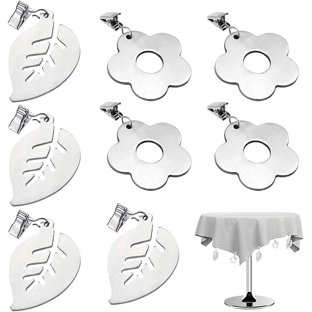 Pesas para manteles, 8 piezas Pesas para manteles para exteriores, Colgantes para manteles con clips de acero inoxidable, Decoración de mesa, Mantel fijo ER