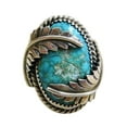 thumbnail image 2 of Naierhg Vintage Leaves Cover Artificial Turquoise Ring Wedding Party Engagement Jewelry Turquoise Color, 2 of 6