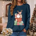 thumbnail image 2 of Kaprioy Sweatshirts for Women Christmas Colorful Present Graphic Long Sleeve Shirt Holiday Gift Vacation Pullover Tops Fall Fashion Clothing Navy, S, 2 of 6