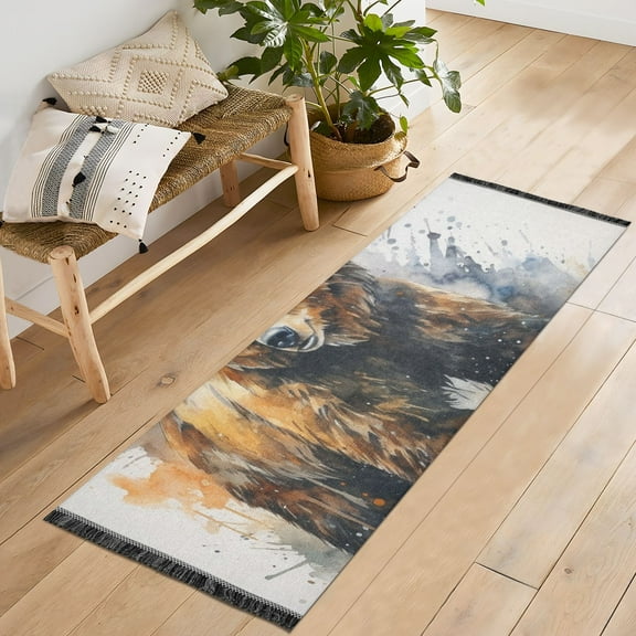 Bear Runner Rug Machine Washable Area Rugs Carpet Non Slip Entryway Mat for Bedroom Entryway Front Door