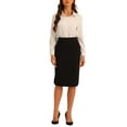 thumbnail image 2 of INSPIRE CHIC Women's Pencil Skirt High Waist Split Hem Invisible Zipper Work Skirt XS Black, 2 of 6