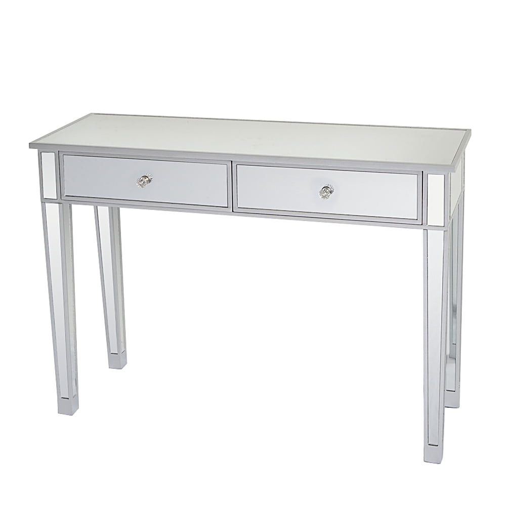 Glass Mirrored Makeup Table with 2 Drawers for Bedroom