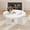 8211-YC cool white embossed, variant on Farmhouse Round Coffee Table for Living Room - 33.5" Sturdy Wood Center Table with Fluted Legs, Thick Top - Easy Assembly - Walnut 91109-96 Linen