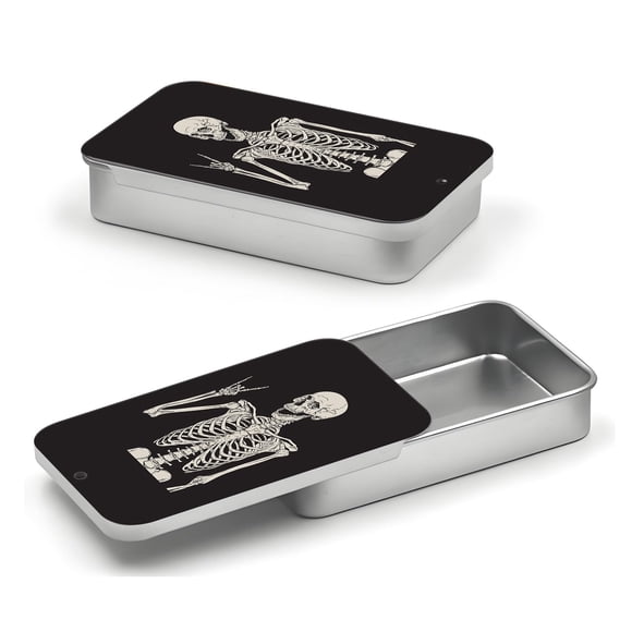 Estuche para hilo dental POTYHDC recargable de metal con diseño de calavera