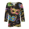 thumbnail image 5 of Mifsaly Mardi Gras Shirts for Women Cute Print V-Neck 3/4 Sleeve Blouse 3 Buttons Loose Dressy Casual Pullover Tops Funny Carnival Festival Shirt Fashion Spring Summer Basic Outfits L, 5 of 5