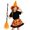 C, variant on Girls 3-Piece Halloween Themed Tutu Skirt Set, Pumpkin Bat Print Skirt with Witch Hat Broom, Universal One Size Pretend Play Outfit For 3-14Y
