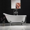 thumbnail image 2 of WOODBRIDGE 59" Slipper Clawfoot Bathtub with Solid Brass Polished Chrome Finish Drain and Overflow,BTA1522 Tub, 2 of 9