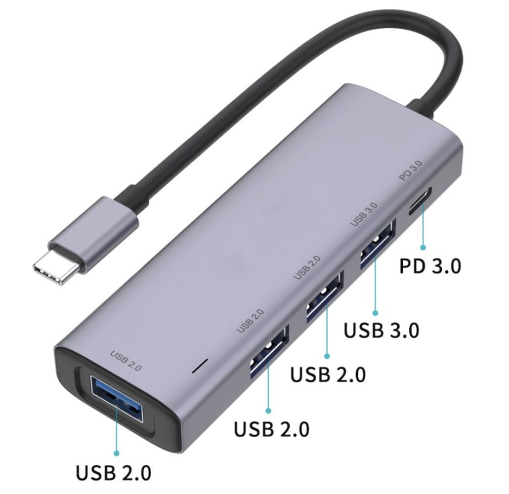 USB-C Hub 5-in-1 Adapter for iPhone 15/16/Plus/Pro/Pro Max/16e - TYPE-C PD Charger Port Splitter