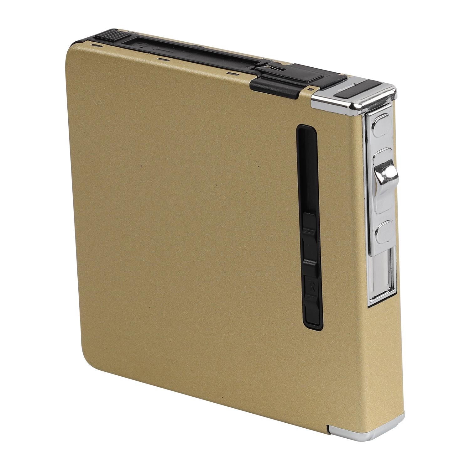 Full Pack 20 Regular Cigarettes Case/Box with Arc Lighter USB Rechargeable, Flameless, Windproof, Moisture-Proof