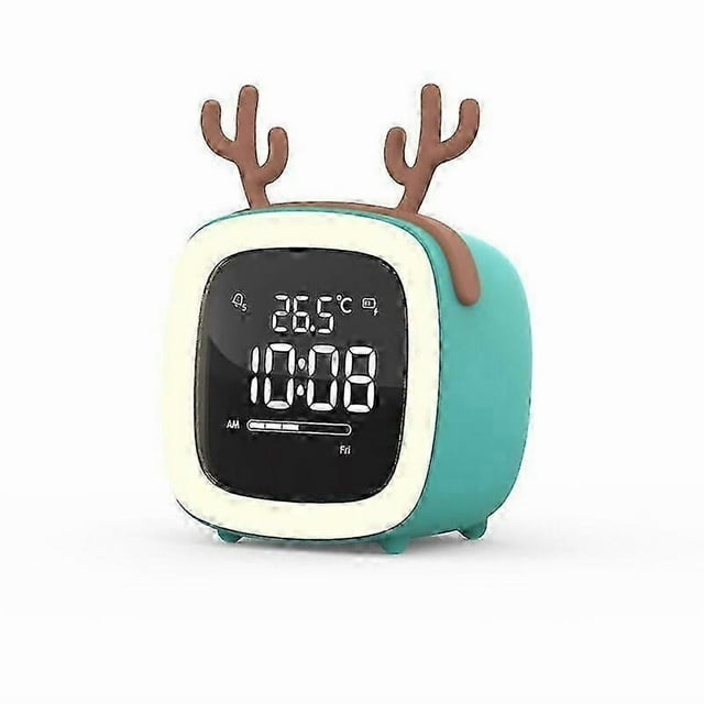 The cute blue deer cartoon smart alarm clock is specially designed for children and students. It comes with a silent light