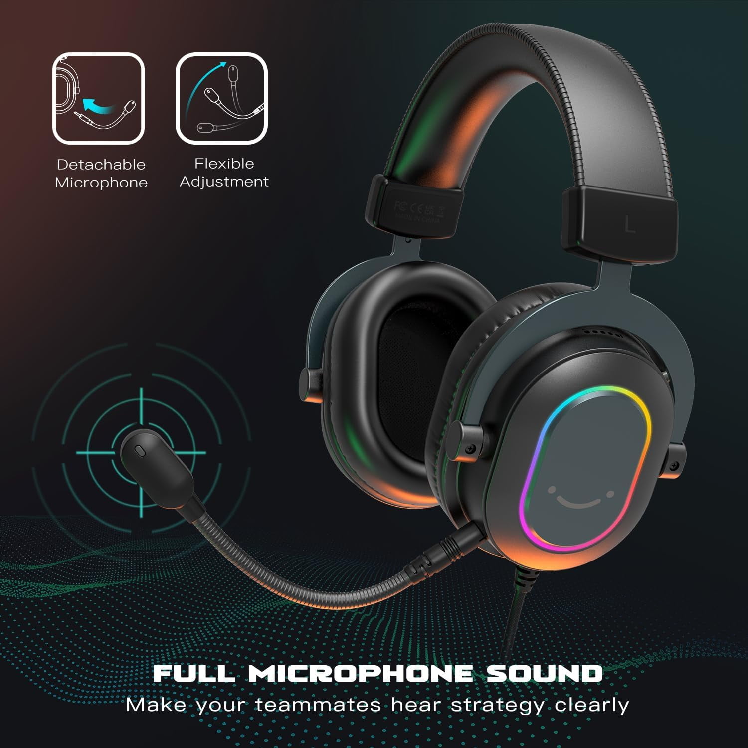 FIFINE H6 Wired Gaming Headset with Microphone for Computer PC, PS5/PS4, 330g Lightweight, USB Control Box with 7.1 Sound, EQ Mode for FPS Gamer