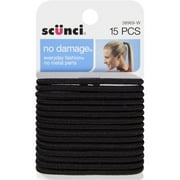 Scunci No-Damage Elastic Stretch Nylon Hairbands in Black, 15ct