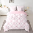 thumbnail image 2 of Feelyou Girly Pink Flower Bedding Comforter Set 7pcs, Cherry Blossoms Floral Queen Bedding Sets, Kawaii Princess Cartoon Reversible Queen Sheet Sets, Microfiber Bedroom Decor, 2 of 7