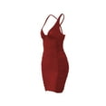 thumbnail image 5 of Seyurigaoka Women Fashion V-neck Backless Dress Stylish Ruched Solid Dress, 5 of 9