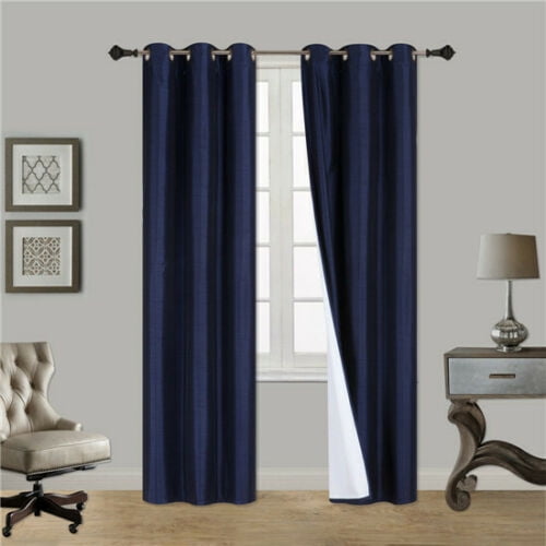 navy blue grommet curtain panels